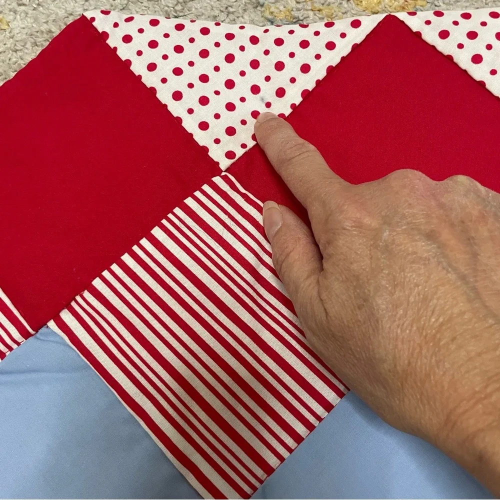 Cute retro vintage handmade checkered table runner 35” x 11.75” quilted